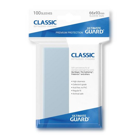 100 pochettes Classic Soft Sleeves taille standard Transparent - Ultimate Guard
